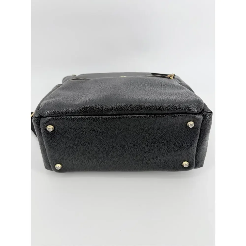Freshly Picked Classic Diaper Backpack bag Black vegan pebbled leather large